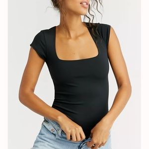 Free People Square Eyes Bodysuit - Black, Small